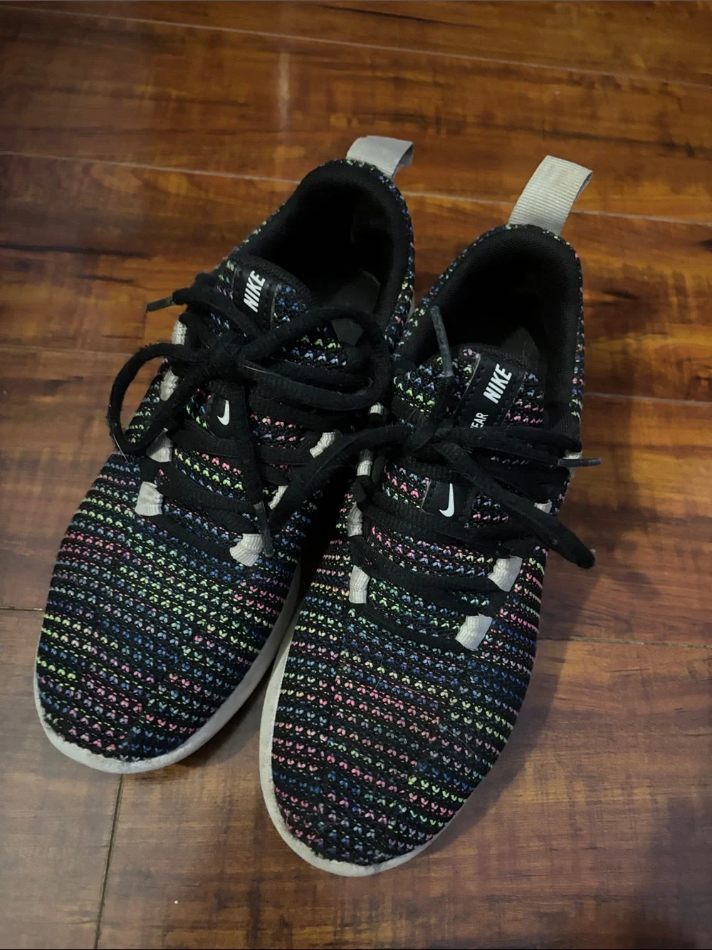 Nike Black Knit Sneakers with Multicolor Threading